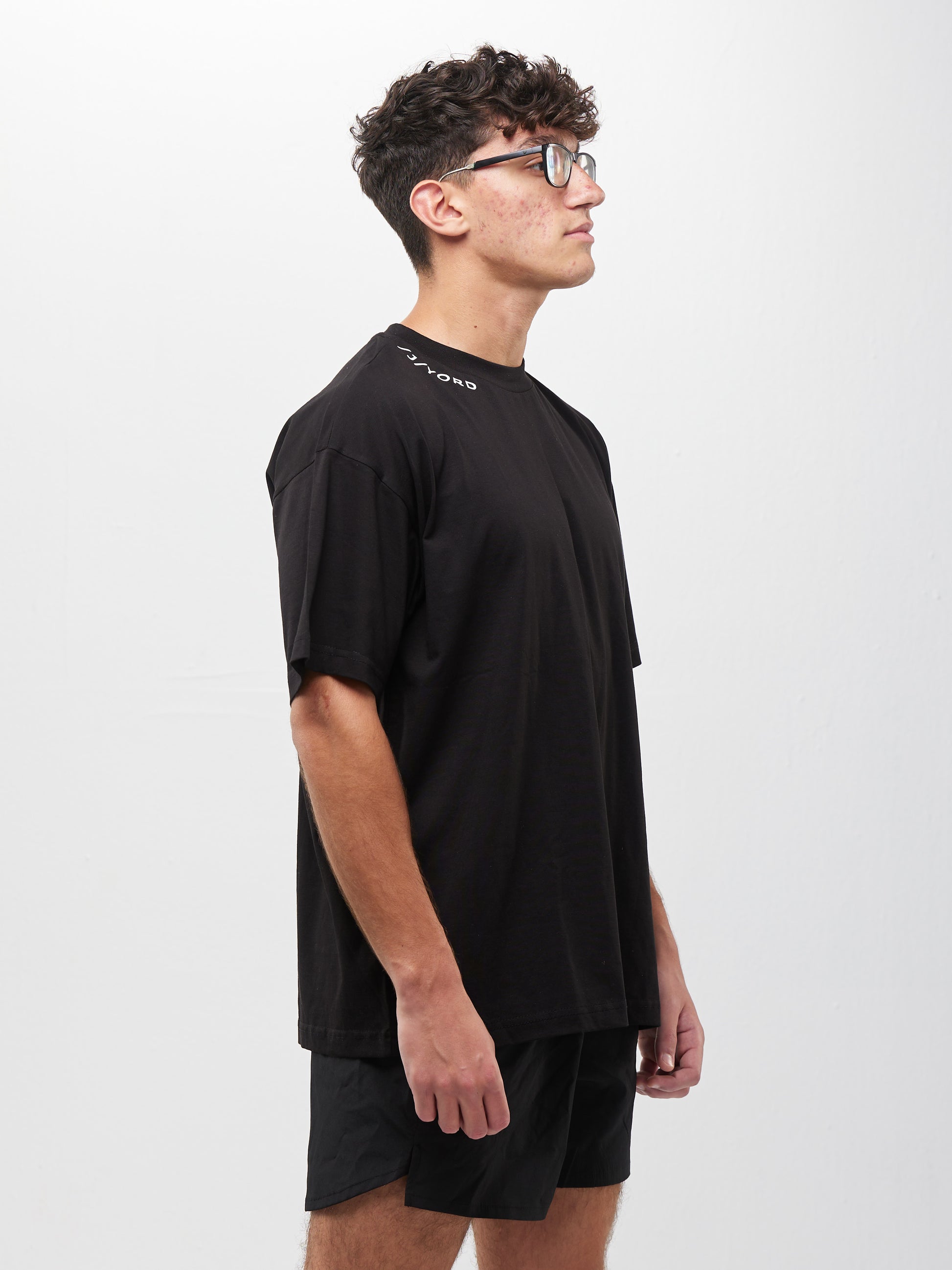 Men Sports T-Shirt - Black - Oversized